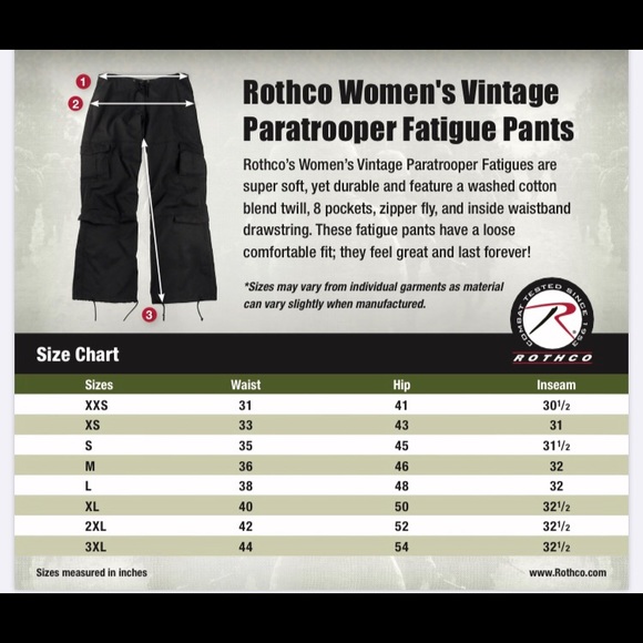 Rothco Size Chart